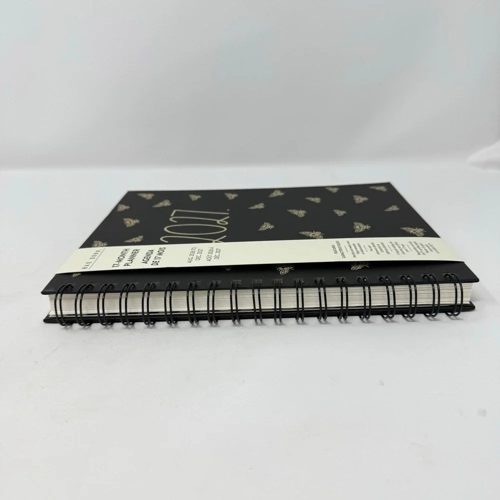 Rae Dunn 2027 17 Month Planner Black Gold Bee Hardcover Spiral Agenda Planner